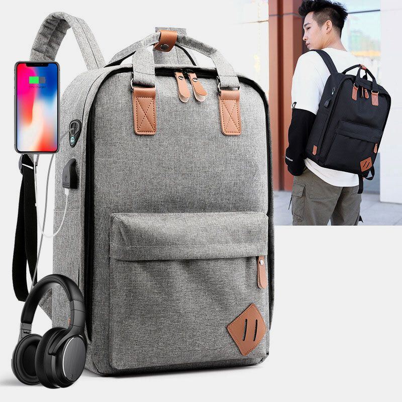 Herren 3pcs Usb Ladekopfhörer Loch 15.6 Zoll Laptoptasche Multifunktionsrucksack