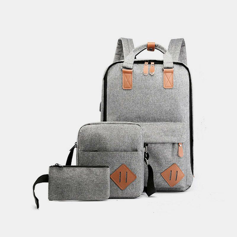 Herren 3pcs Usb Ladekopfhörer Loch 15.6 Zoll Laptoptasche Multifunktionsrucksack