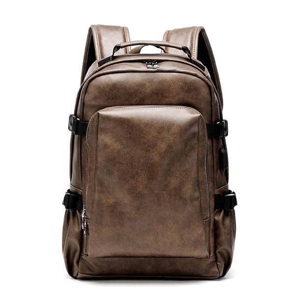 Herren Business Pu Leder Solid Rucksack Lässige Computertasche