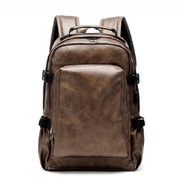 Herren Business Pu Leder Solid Rucksack Lässige Computertasche