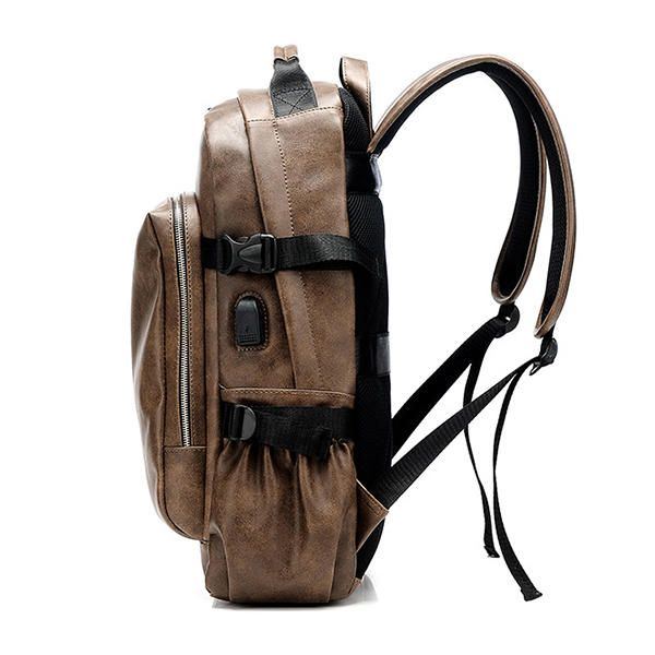 Herren Business Pu Leder Solid Rucksack Lässige Computertasche