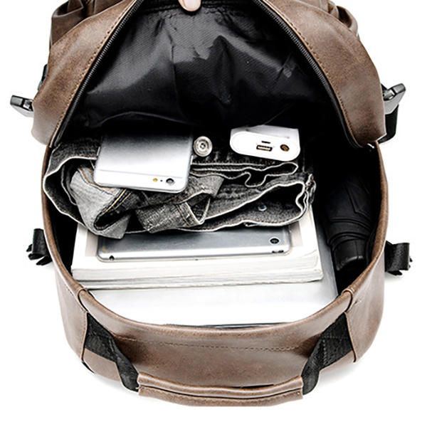 Herren Business Pu Leder Solid Rucksack Lässige Computertasche