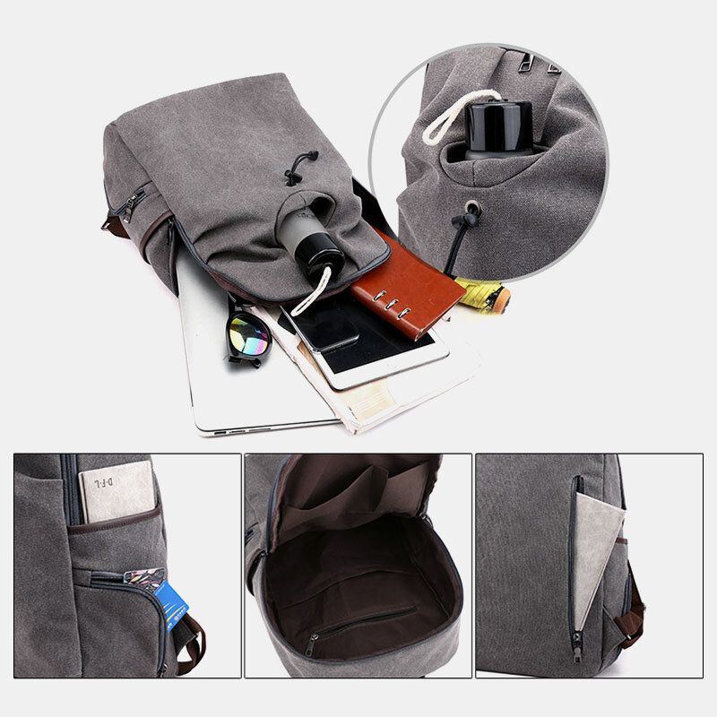 Herren Canvas Fold Große Kapazität Lässige Reise 14 Zoll Laptoptasche Reisetasche Schultasche Rucksack