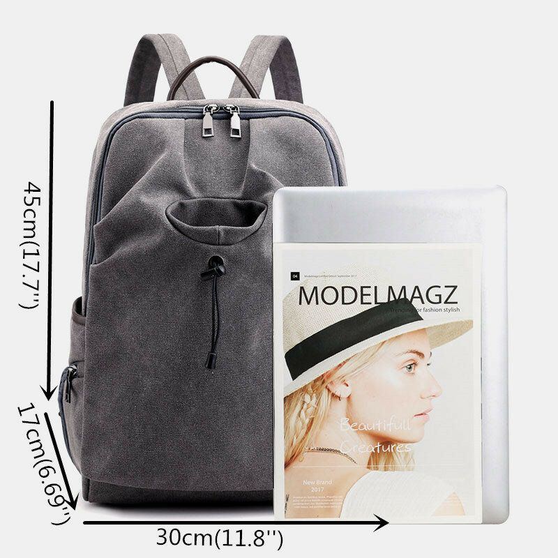 Herren Canvas Fold Große Kapazität Lässige Reise 14 Zoll Laptoptasche Reisetasche Schultasche Rucksack