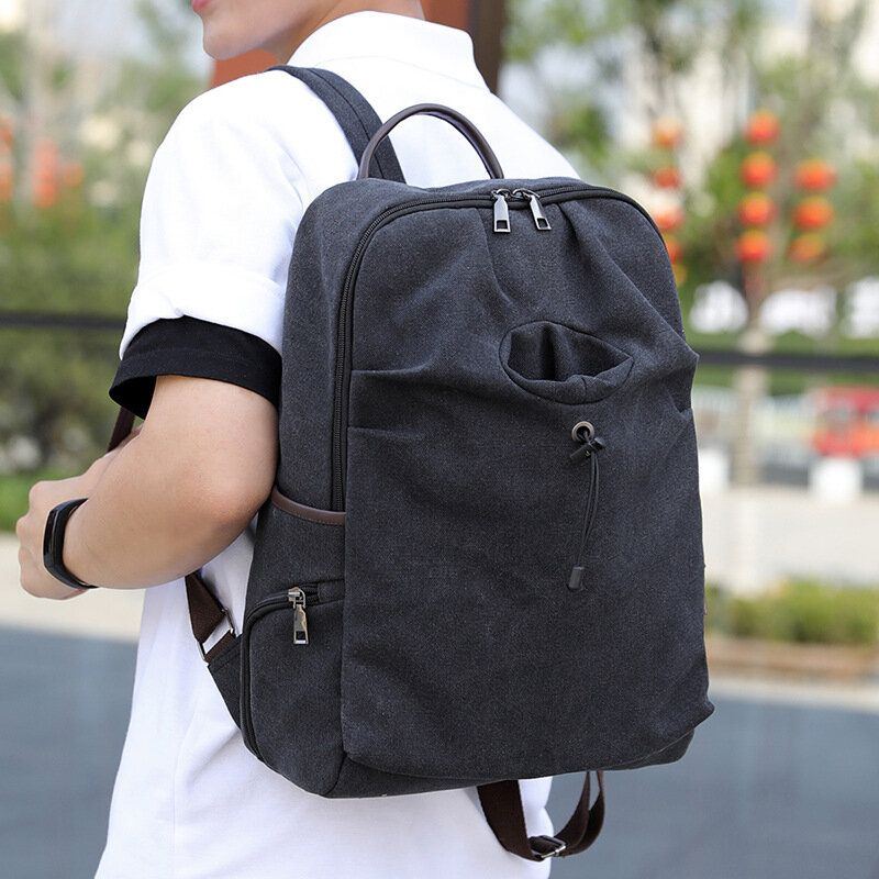 Herren Canvas Fold Große Kapazität Lässige Reise 14 Zoll Laptoptasche Reisetasche Schultasche Rucksack