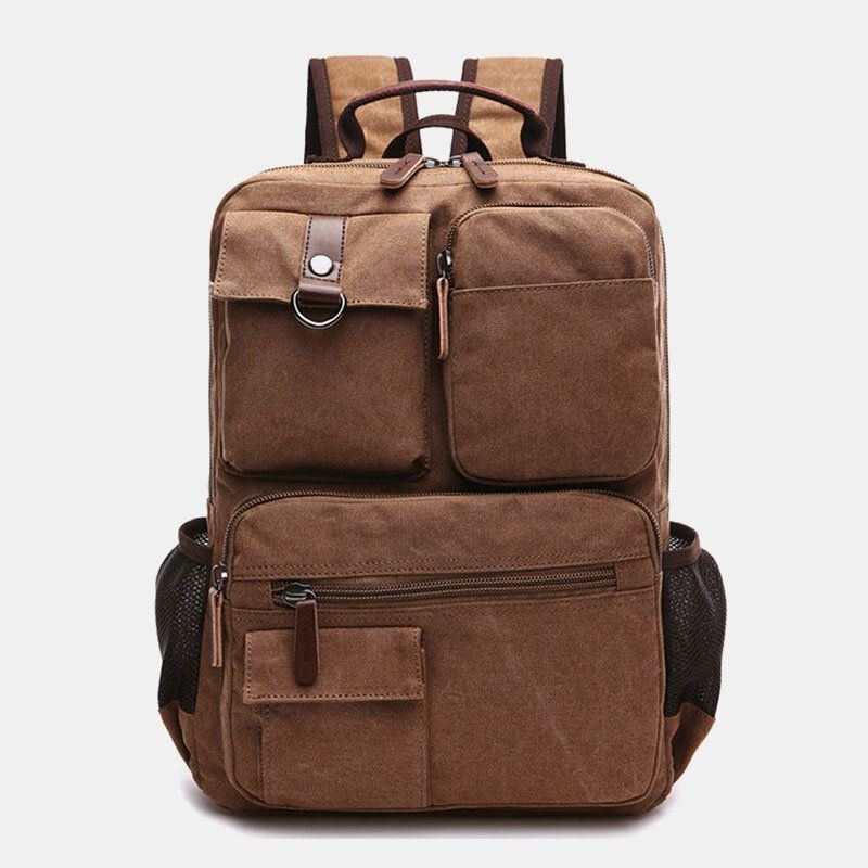 Herren Canvas Große Kapazität Multi Pocket Anti Diebstahl Lässige Reisetasche Computertasche Rucksäcke