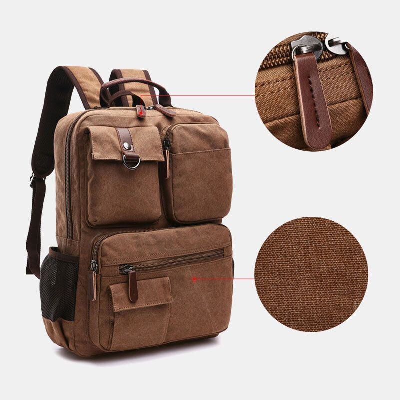 Herren Canvas Große Kapazität Multi Pocket Anti Diebstahl Lässige Reisetasche Computertasche Rucksäcke