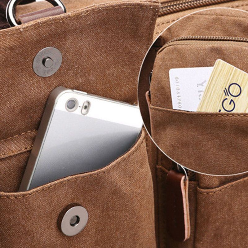 Herren Canvas Große Kapazität Multi Pocket Anti Diebstahl Lässige Reisetasche Computertasche Rucksäcke