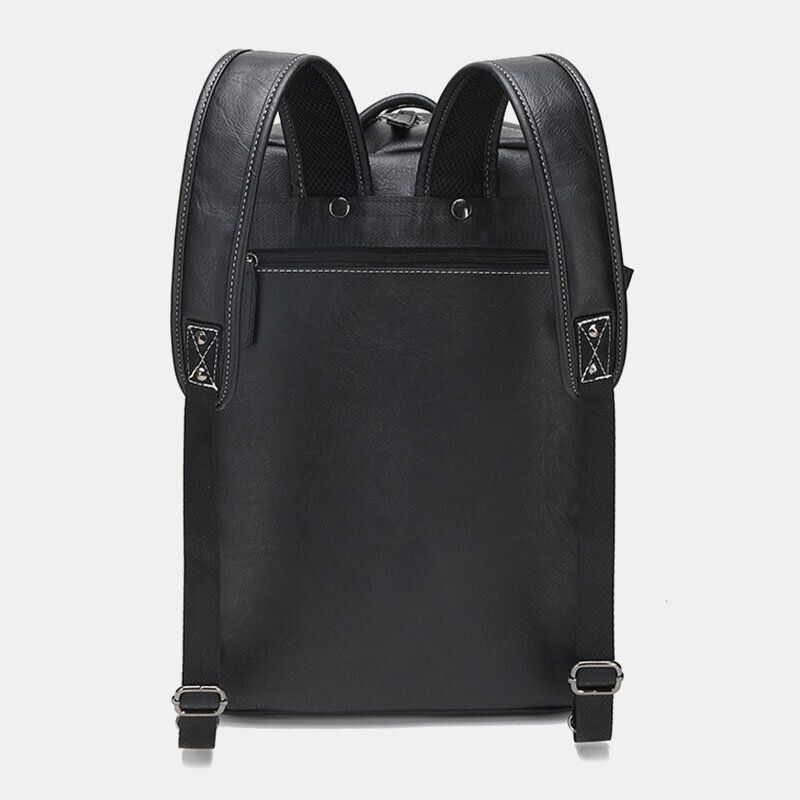 Herren Mehrzweck Pu Leder Rucksack 15.6 Zoll Große Kapazität Multi Pocket Laptop Tasche Handtasche Umhängetaschen