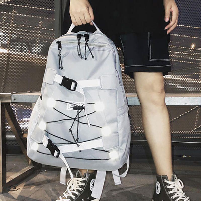 Herren Mode Leichter Rucksack Super Reflektierender Gürtel Lässige Werkzeugtasche Mit Großer Kapazität