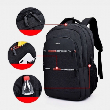 Herren Nylon Usb Aufladung Wasserdicht Große Kapazität 15.6 Zoll Laptoptasche Reiserucksack