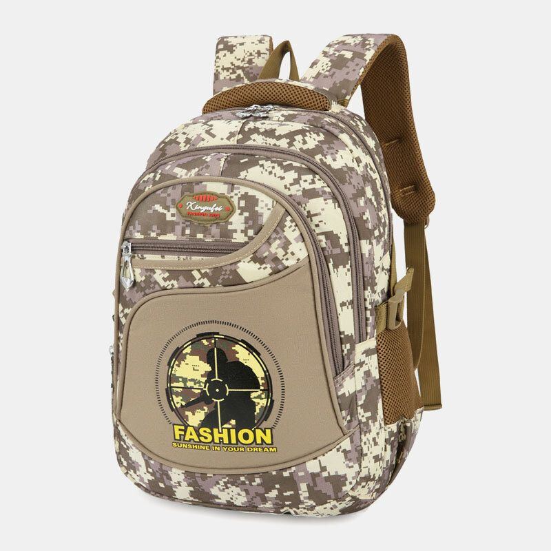 Herren Nylon Wasserdicht Camouflage Muster Outdoor 14 Zoll Laptoptasche Reisetasche Student Schultasche Rucksack