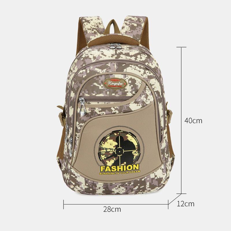 Herren Nylon Wasserdicht Camouflage Muster Outdoor 14 Zoll Laptoptasche Reisetasche Student Schultasche Rucksack