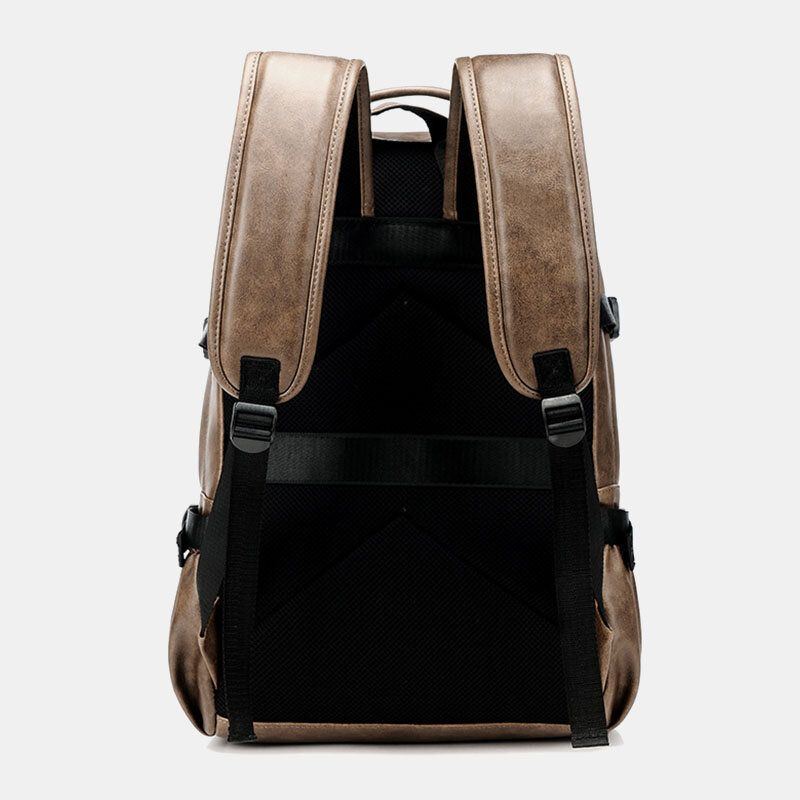 Herren Pu Leder Usb Aufladung Business Casual Wasserdichte 14 Zoll Laptoptasche Studentenschultasche Verstellbarer Rucksack