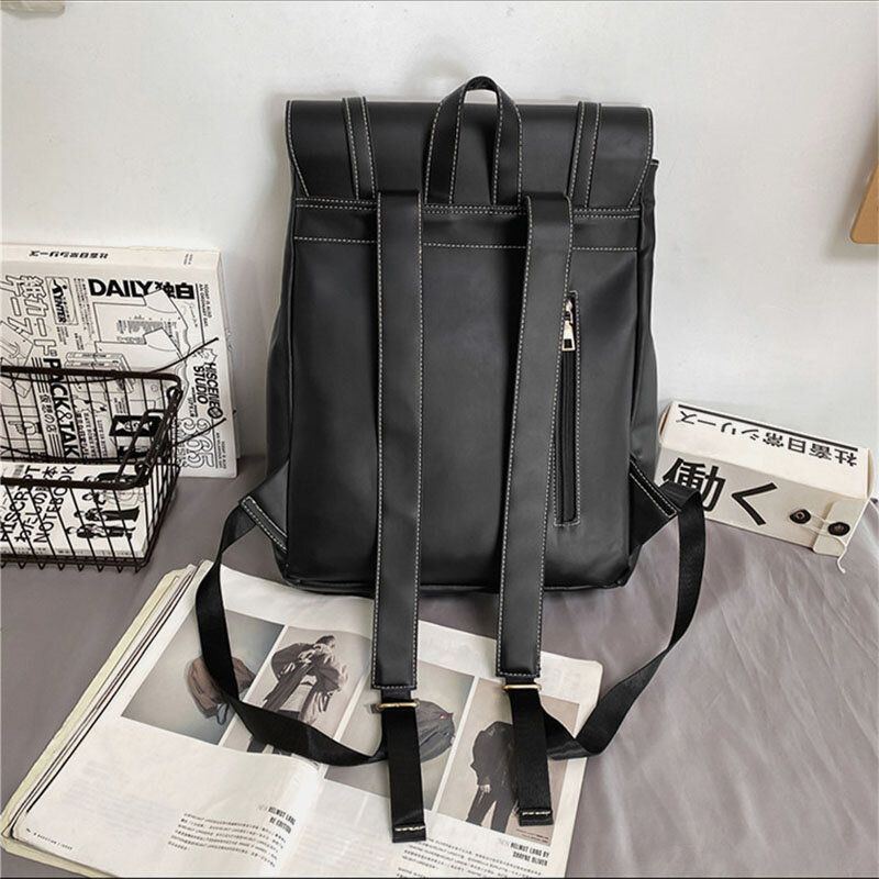 Herren Retro Pu Weiches Leder Große Kapazität Rucksack Wasserdichte Atmungsaktive Fronttasche Design Umhängetasche