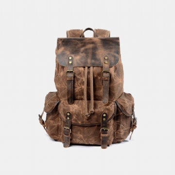 Herren Vintage Canvas Leder Rucksack Reisetasche Campingtasche