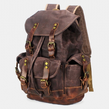 Herren Vintage Canvas Leder Verschleißfester Diebstahlsicherer Wasserdichter Rucksack Freizeit Reisetasche