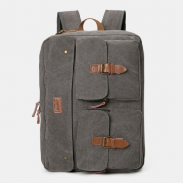 Herren Vintage Casual Canvas Große Kapazität 17 Zoll Laptoptasche Rucksack Umhängetasche Mit Mehreren Taschen