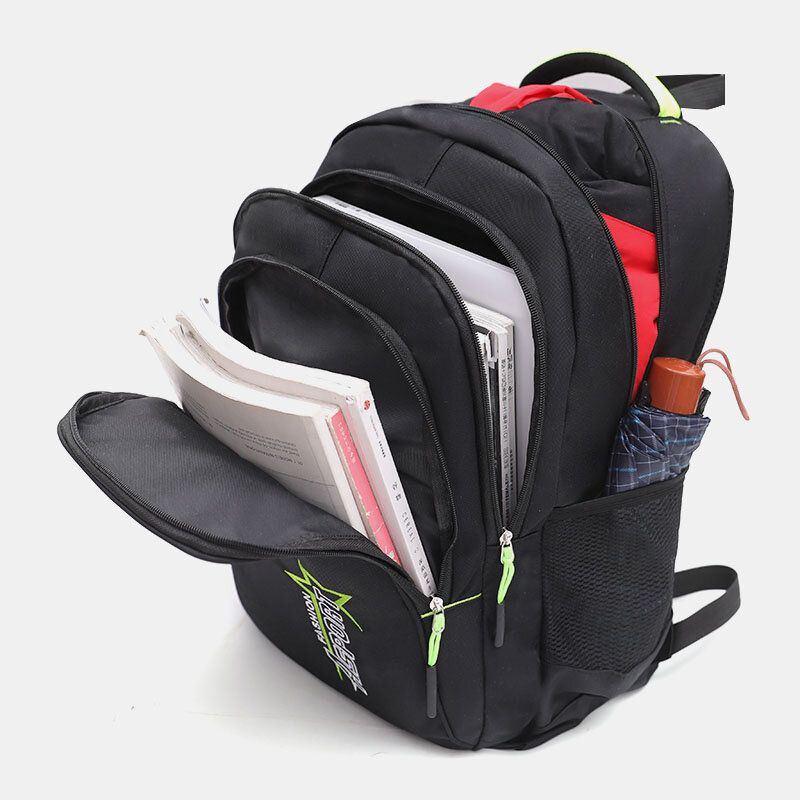 Mehrschichtiger Unisex Nylon Rucksack Für Herren Mit Großem Fassungsvermögen Einfarbig Schultasche Reiserucksack