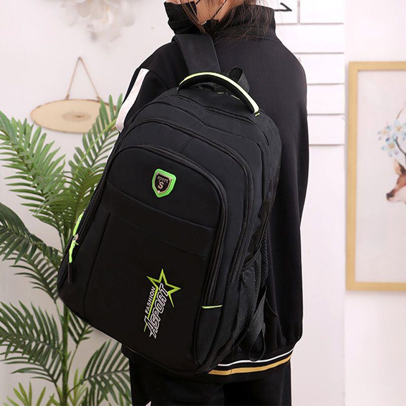 Mehrschichtiger Unisex Nylon Rucksack Für Herren Mit Großem Fassungsvermögen Einfarbig Schultasche Reiserucksack