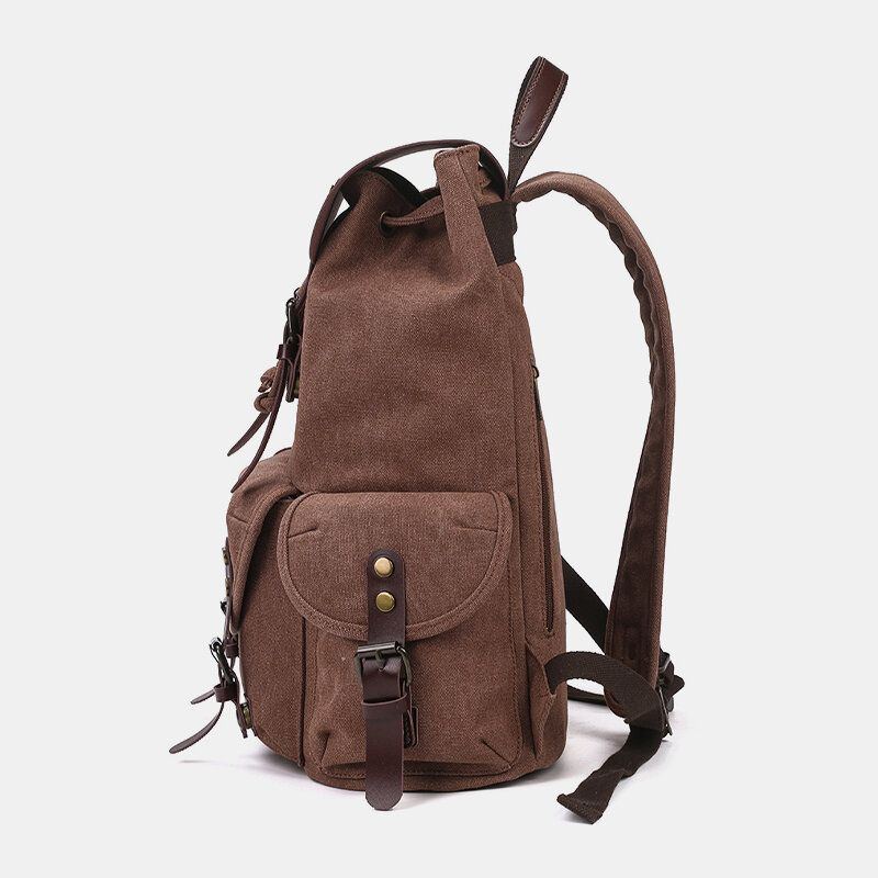 Men Oil Wax Canvas Lässiger Wasserdichter Multi Pocket Rucksack Mit Großer Kapazität 15.6 Zoll Laptoptasche Umhängetasche