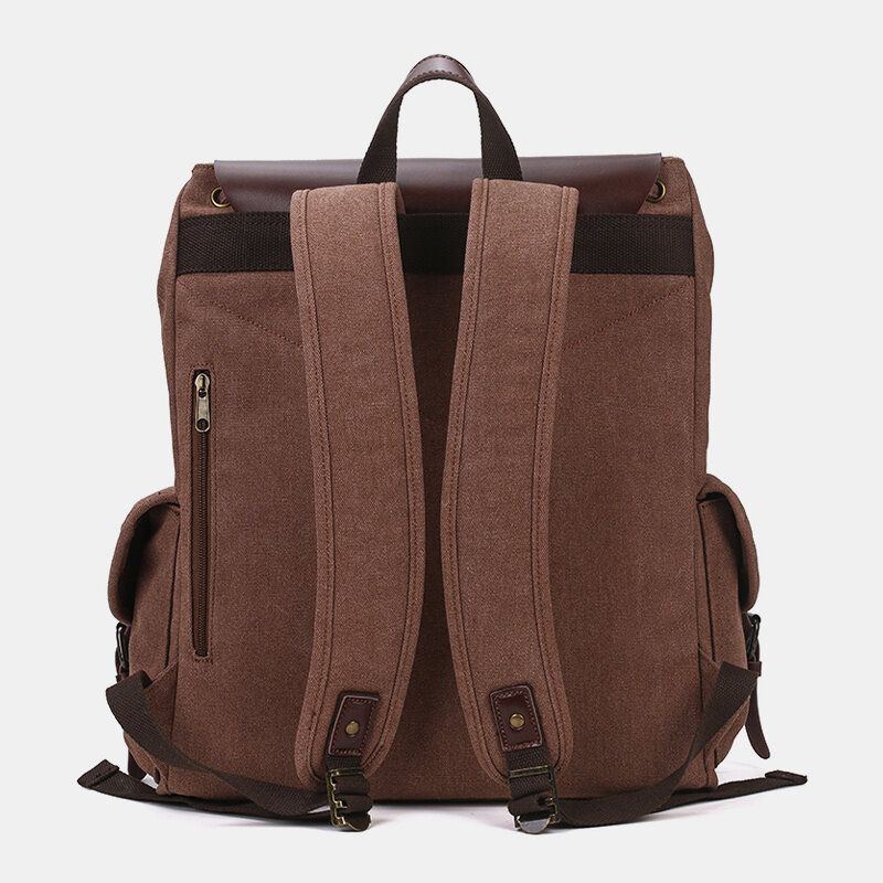 Men Oil Wax Canvas Lässiger Wasserdichter Multi Pocket Rucksack Mit Großer Kapazität 15.6 Zoll Laptoptasche Umhängetasche