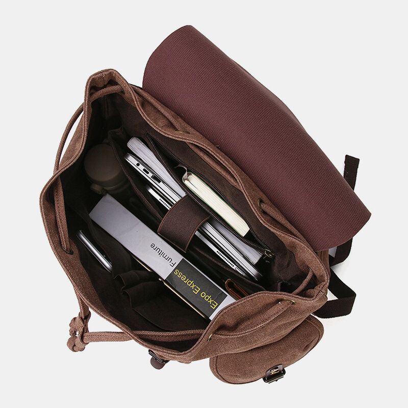 Men Oil Wax Canvas Lässiger Wasserdichter Multi Pocket Rucksack Mit Großer Kapazität 15.6 Zoll Laptoptasche Umhängetasche