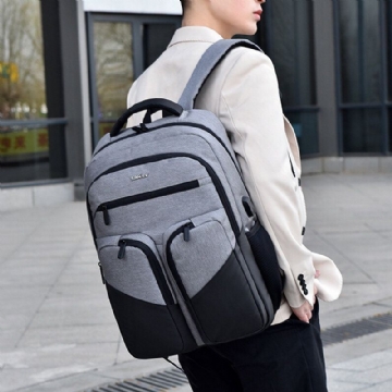 Neu Herren Polyester Wasserdichter Laptop Rucksack Mit Usb Aufladung Lässige Outdoor Reiseschultasche