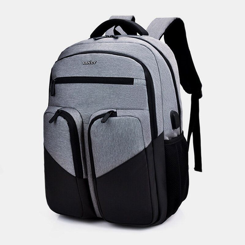 Neu Herren Polyester Wasserdichter Laptop Rucksack Mit Usb Aufladung Lässige Outdoor Reiseschultasche