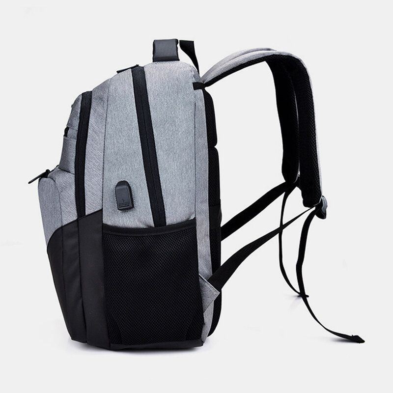 Neu Herren Polyester Wasserdichter Laptop Rucksack Mit Usb Aufladung Lässige Outdoor Reiseschultasche