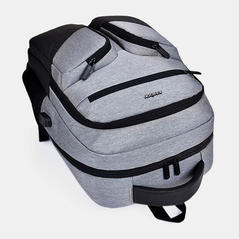 Neu Herren Polyester Wasserdichter Laptop Rucksack Mit Usb Aufladung Lässige Outdoor Reiseschultasche