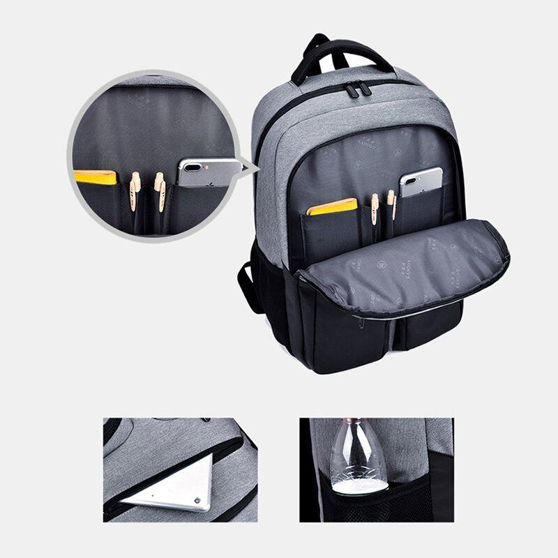 Neu Herren Polyester Wasserdichter Laptop Rucksack Mit Usb Aufladung Lässige Outdoor Reiseschultasche