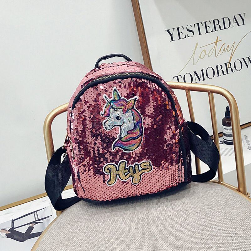 Pailletten 3d Einhornmuster Rucksack Für Damen Schule Einkaufstasche Rucksack Schulranzen