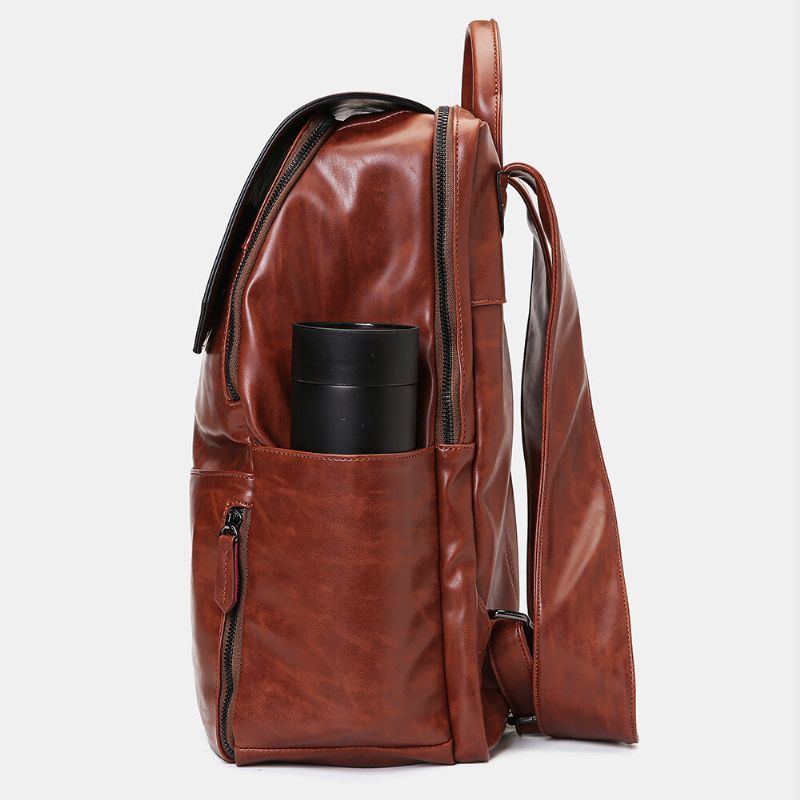 Unisex Multifunktionsrucksack Mit Großer Kapazität Retro Pu Leder Unabhängige Schuhposition 14 Zoll Laptoptasche Mit Mehreren Fächern