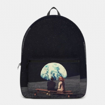 Unisex Oxford Umweltschutz Weltraumplaneten Erde Und Mond Schultaschen Rucksack Für Herren