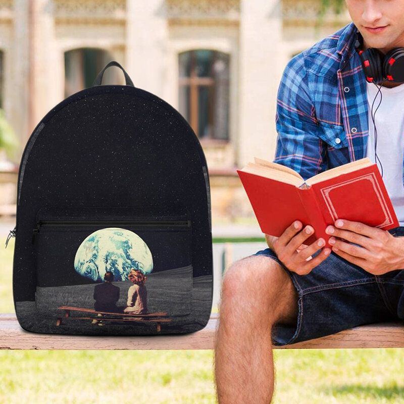 Unisex Oxford Umweltschutz Weltraumplaneten Erde Und Mond Schultaschen Rucksack Für Herren