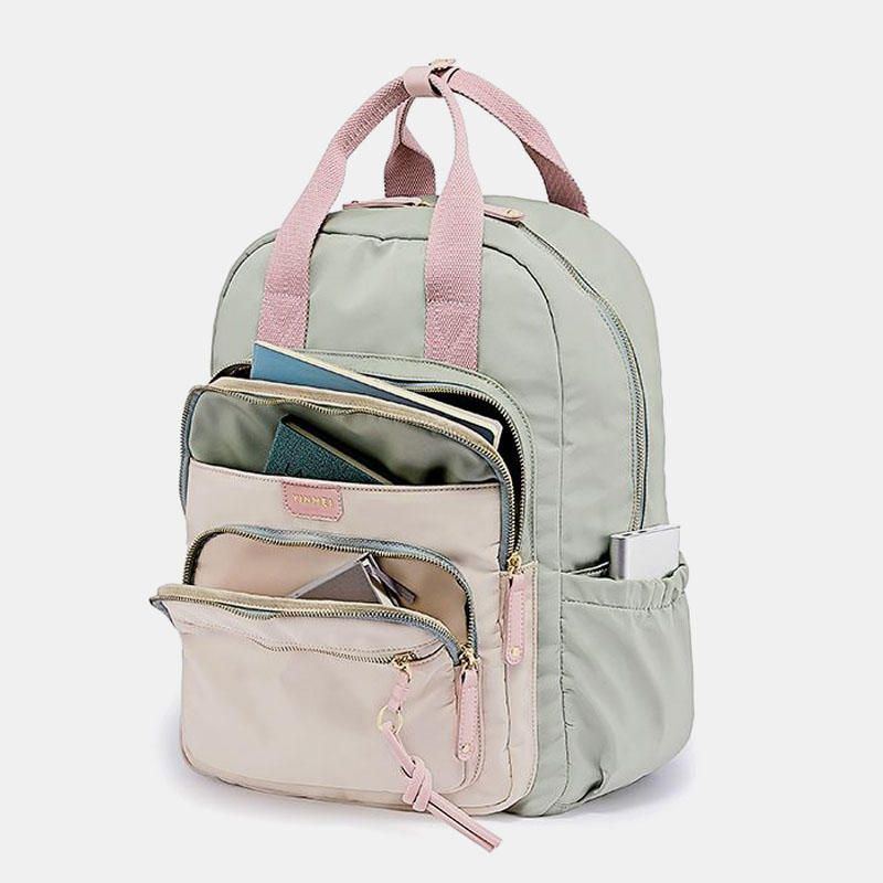 Wasserdichte Damen Multifunktionstasche Aus Nylon Lässiger Patchwork Rucksack