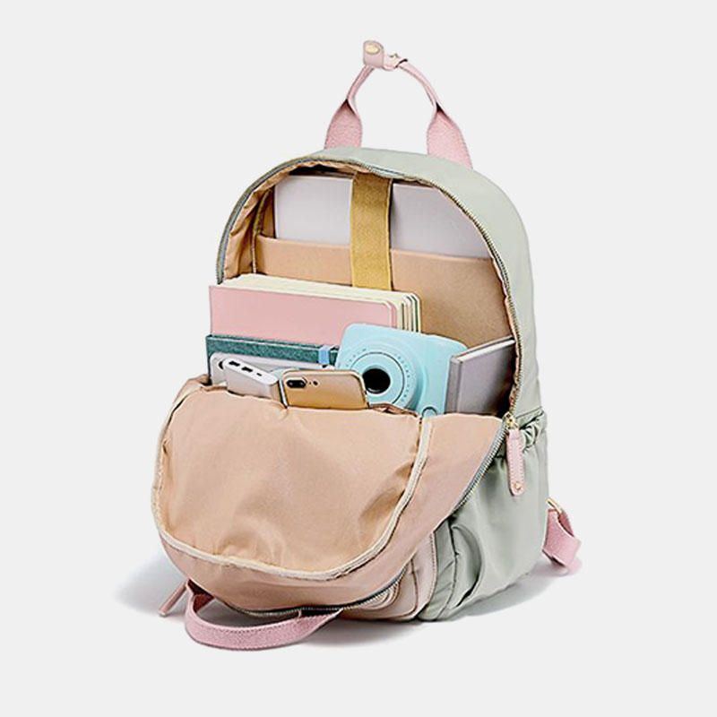 Wasserdichte Damen Multifunktionstasche Aus Nylon Lässiger Patchwork Rucksack