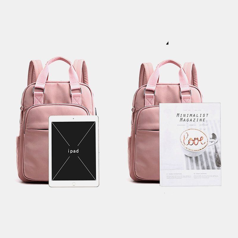 Wasserdichter Lässiger Patchwork Rucksack Für Damen Aus Nylon Mit Usb Ladeanschluss Für Die Schule Im Freien