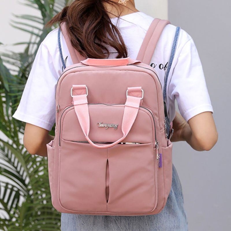 Wasserdichter Lässiger Patchwork Rucksack Für Damen Aus Nylon Mit Usb Ladeanschluss Für Die Schule Im Freien