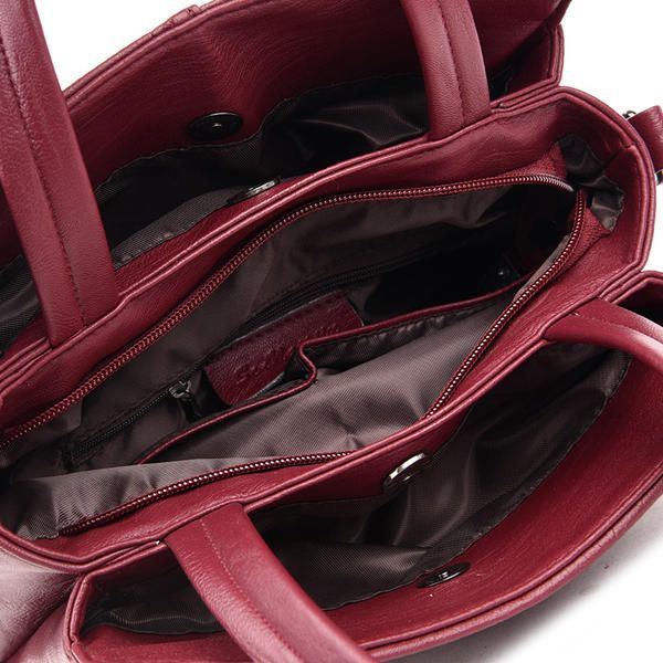 3 Haupttaschen Damen Lässige Handtasche Aus Pu Leder