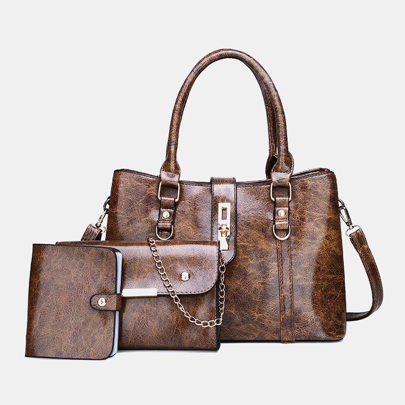 3 Pc Damen Beiläufige Große Kapazitäts Weinlese Multifunktionshandtaschen Crossbody Tasche