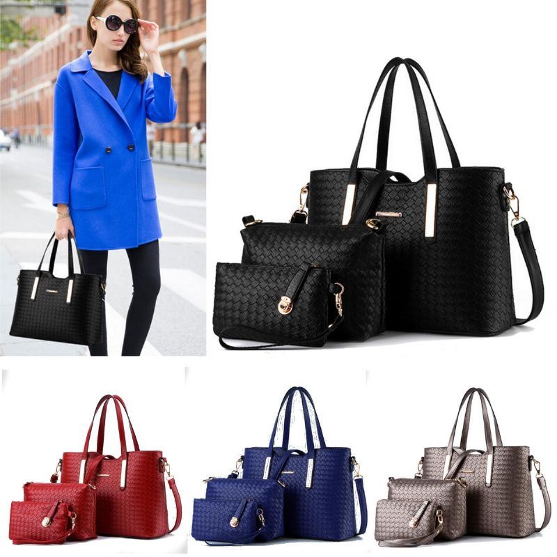 3 Teile/satz Damen Leder Satchel Handtasche Schulter Messenger Umhängetasche