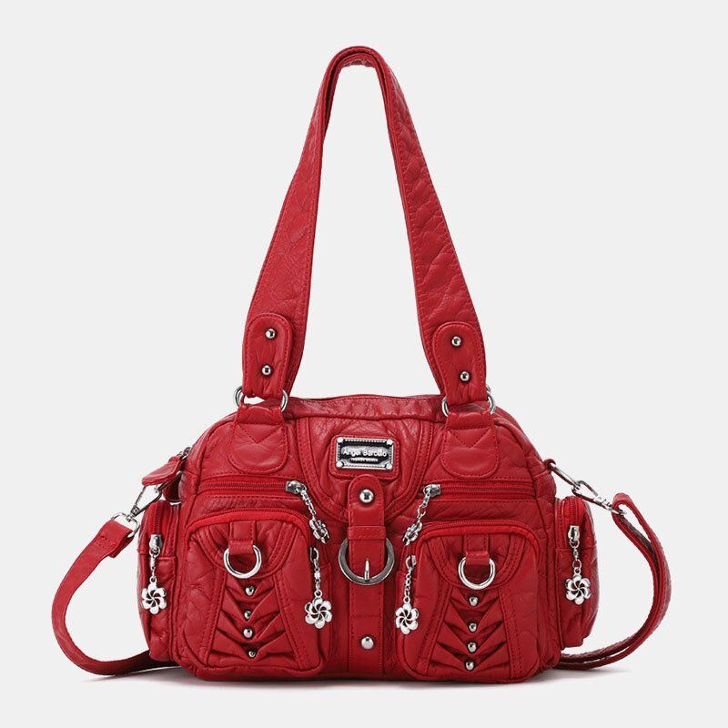 Angel Kiss Damen Pu Leder Multi Carry Einfarbig Mode Lässig Umhängetasche Umhängetasche Handtasche