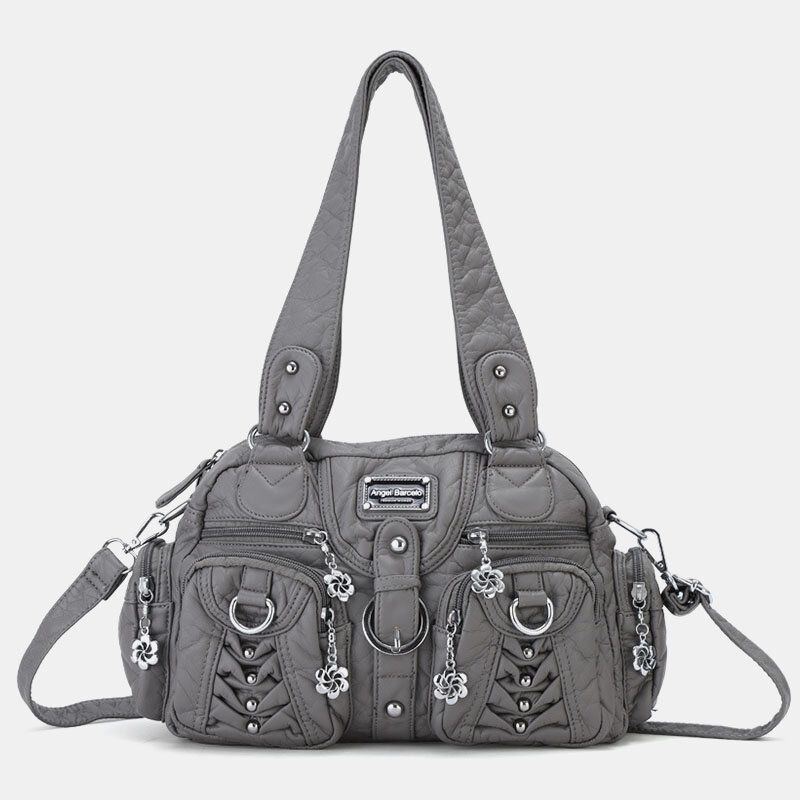 Angel Kiss Damen Pu Leder Multi Carry Einfarbig Mode Lässig Umhängetasche Umhängetasche Handtasche