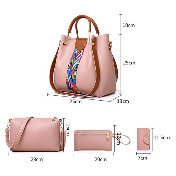 Damen 4 Stück Freizeit Bucket Bag Handtasche Umhängetasche Umhängetasche Clutch Bag Schlüsseltasche Damen Geldbörse