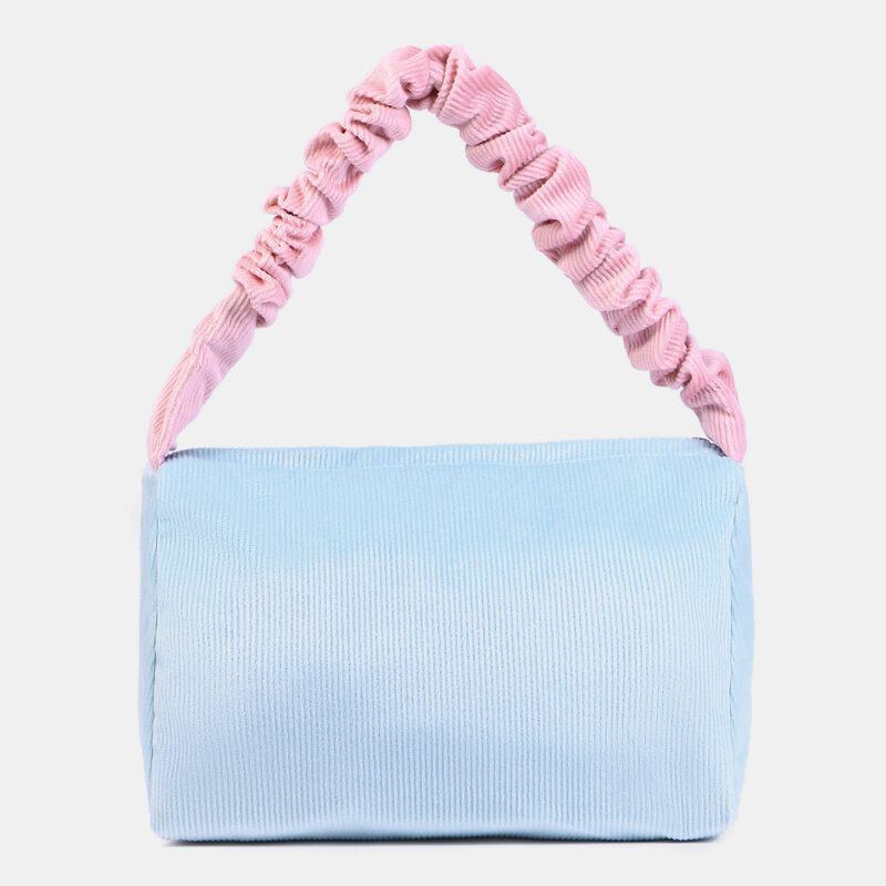 Damen Candy Farbe Kord Brief Patch Achseltasche Große Kapazität Weiche Reißverschluss Tragetasche Handtasche Umhängetasche