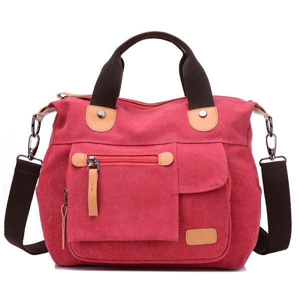 Damen Canvas Casual Große Kapazität Funktionelle Multi Pocket Handtasche Umhängetasche Umhängetasche