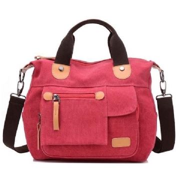 Damen Canvas Casual Große Kapazität Funktionelle Multi Pocket Handtasche Umhängetasche Umhängetasche