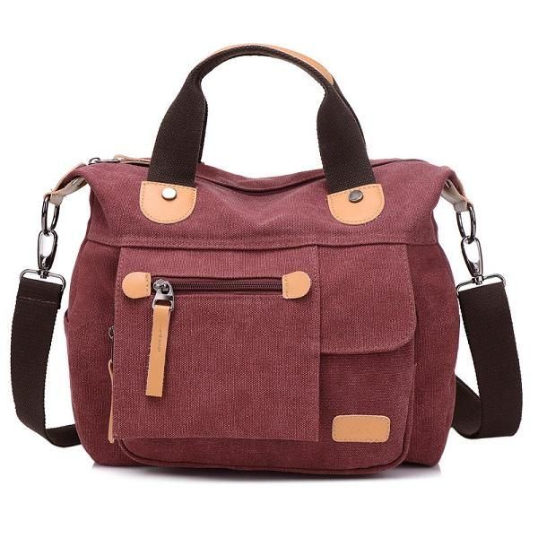 Damen Canvas Casual Große Kapazität Funktionelle Multi Pocket Handtasche Umhängetasche Umhängetasche